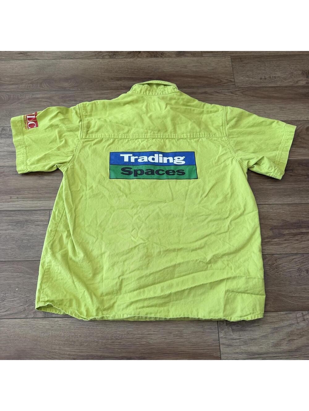 Vtg Y2K TLC Trading Spaces Promo Crew Work Shirt Green Men M